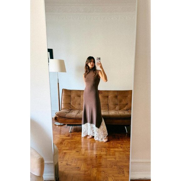 ZARA LONG COMBINATION LACE DRESS - Picture 2 of 7